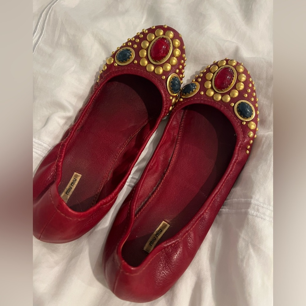 Miu Miu Red Flats. Designer Flats Size 10 Women’s. - image 3